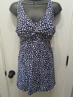 Raisins Navy Blue and White Polka Dot One-Piece Swimsuit